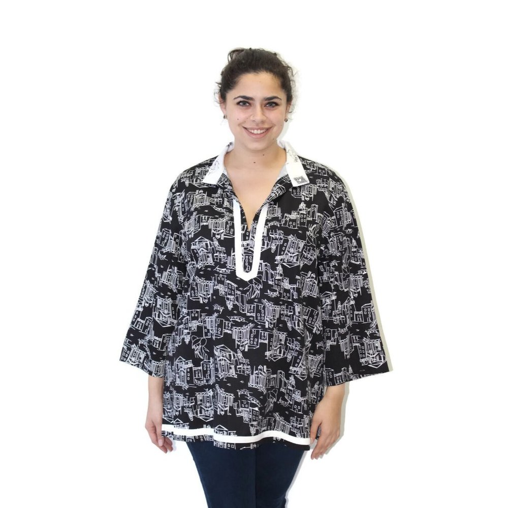 Caribe  Contrast Trim Tunic NWT  PLUS SIZE